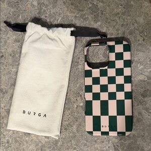 Burga Checkerboard iPhone Case in Dark Green & beige for iphone pro max 16